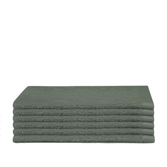 Seahorse Pure 16 x 21 cm set van 6 washandjes - Dark Green