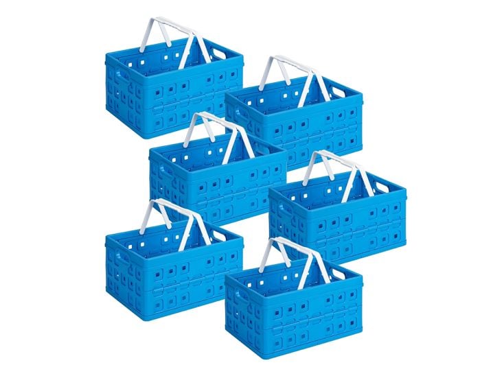Sunware Square 32 liter set van 6 kratten met handgreep - Blue