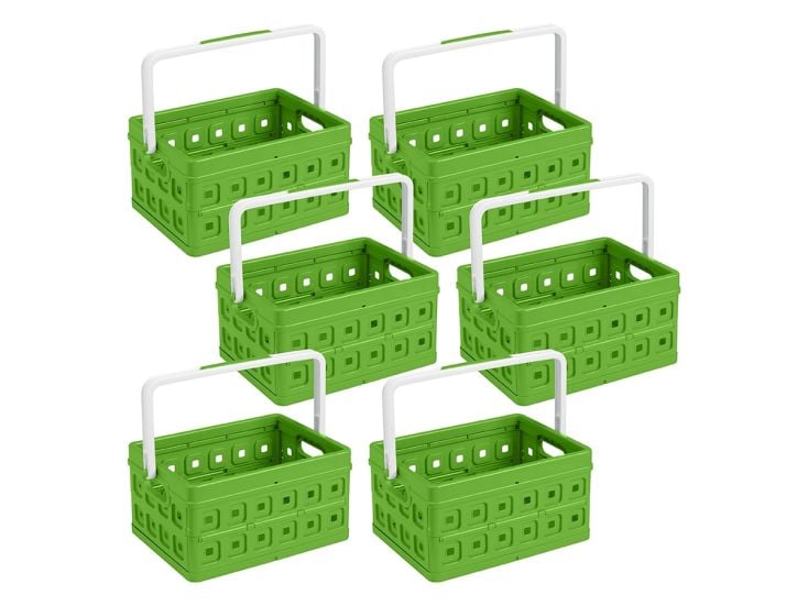 Sunware Square 24 liter set van 6 kratten met handgreep - Green