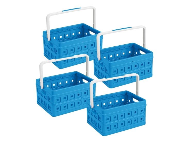 Sunware Square 24 liter set van 4 vouwkratten met handgreep