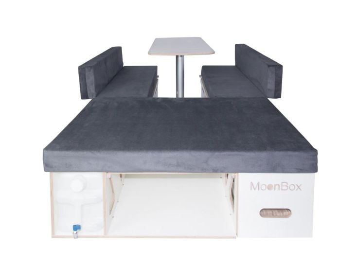 Moonbox bestelbus/bus 115cm White kampeerbox met tafel