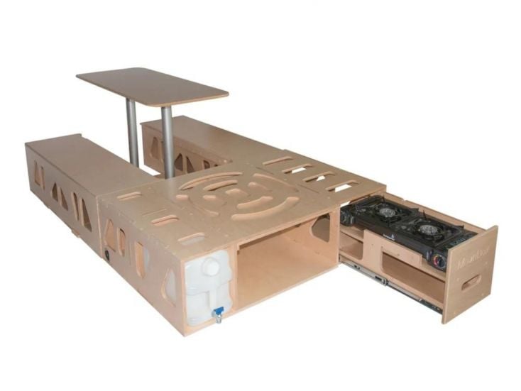 Moonbox bestelbus/bus 115cm Special kampeerbox met tafel
