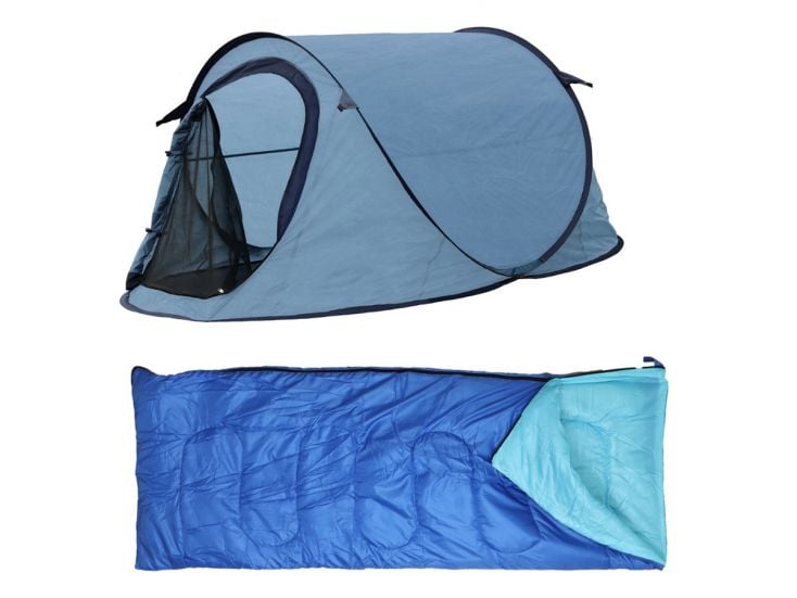 HIXA Blue Pop up tent met slaapzak