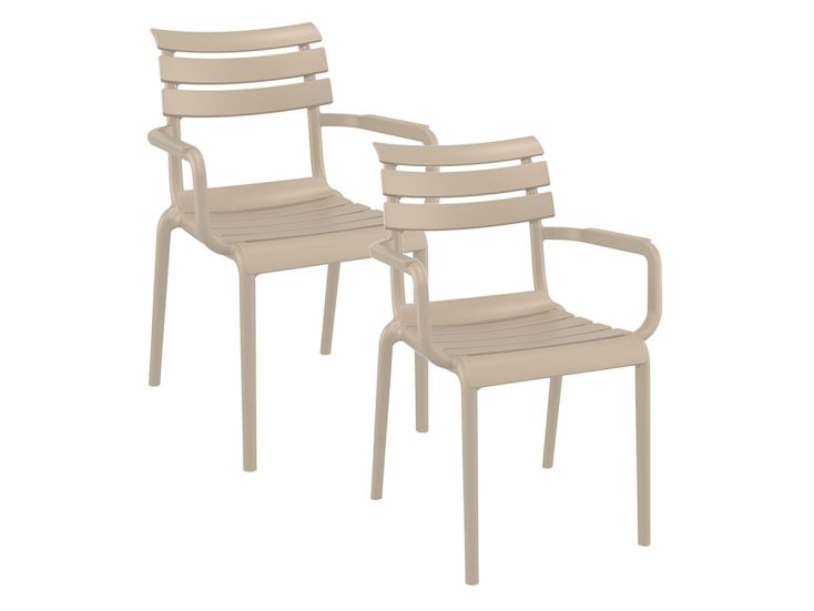 Garden Impressions Paris taupe kleurige tuinstoel - 2 stuks