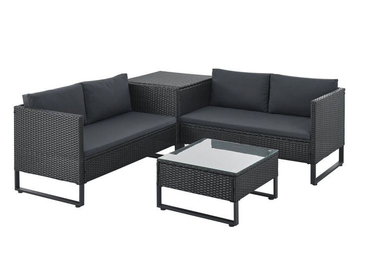 Juskys Santorini Polyrotan Modulair Loungeset - Black