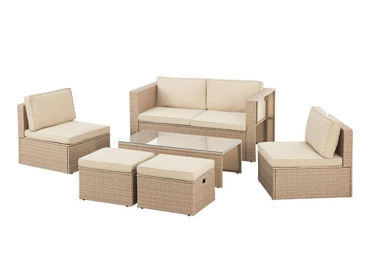 Juskys Salou polyrotan loungeset - Crème