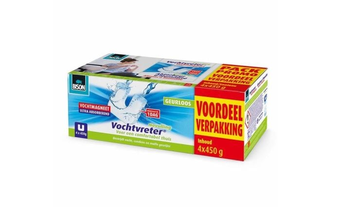Bison 4 x 450 gram vochtvreter vochtmagneet navulling