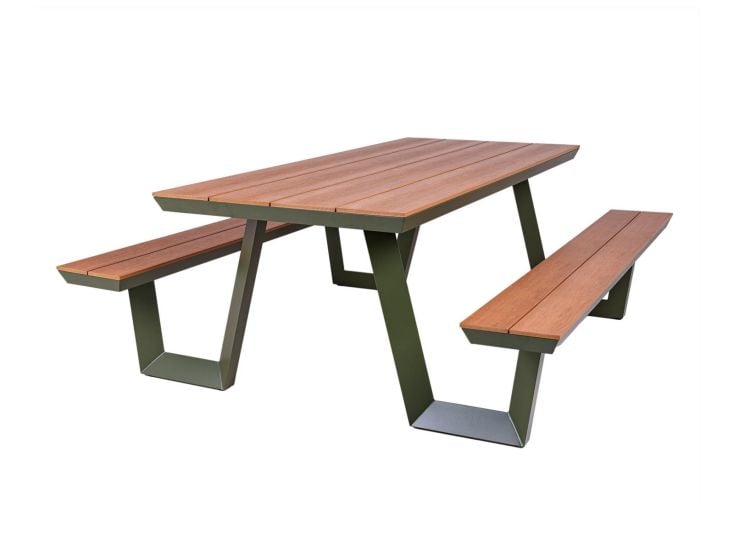 MaximaVida Bermuda olijfgroen aluminium picknicktafel