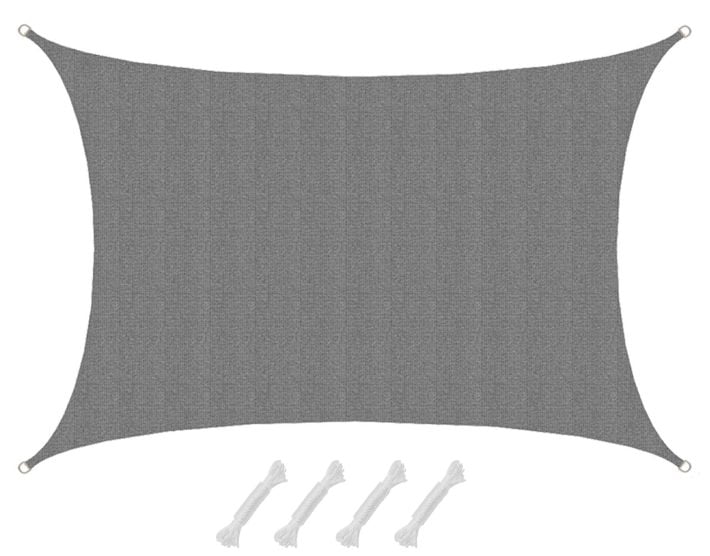 AMANKA 5x3m grijs HDPE waterdoorlatend schaduwdoek