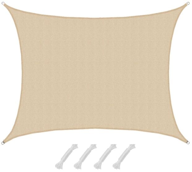 AMANKA 7x5m beige HDPE waterdoorlatend schaduwdoek