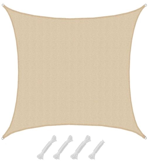 AMANKA 7x7m beige HDPE waterdoorlatend schaduwdoek