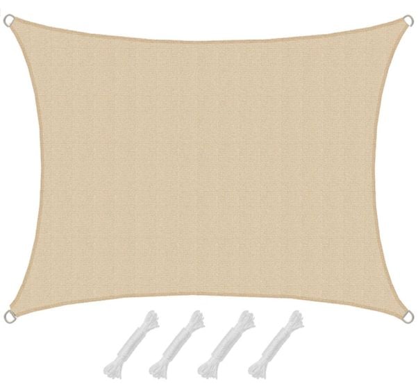 AMANKA 1,5x2m beige HDPE waterdoorlatend schaduwdoek
