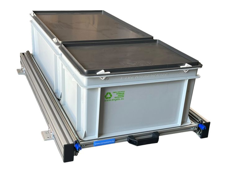 Aluminium 90x40 cm schuifframe met 2 bakken en deksel