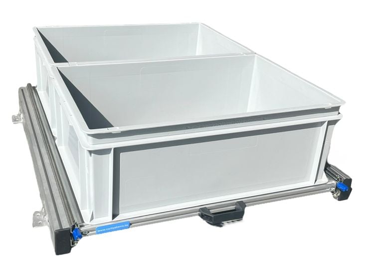 Aluminium schuifframe 80x60 cm met 2 open bakken