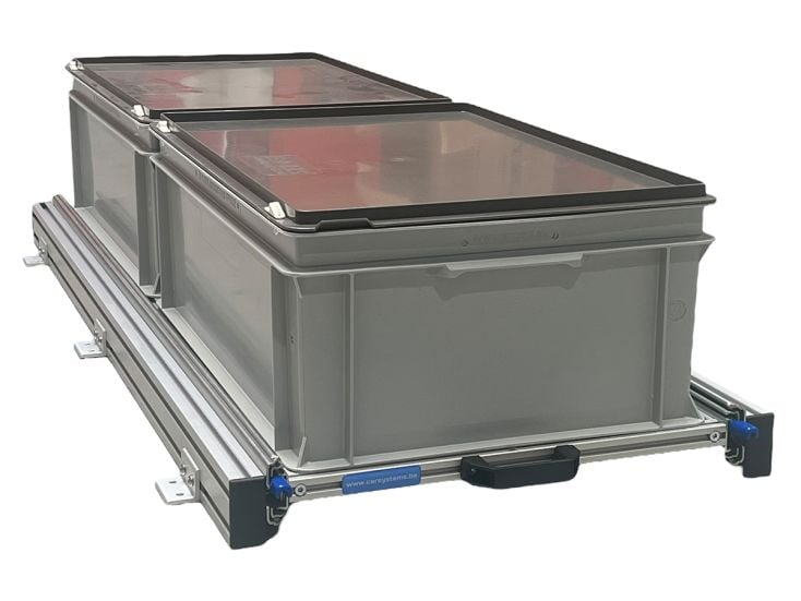 Aluminium schuifframe 120x40 cm met 2 bakken en deksel