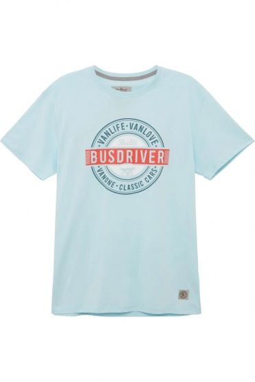 Van One Busdriver Spun Sugar/Blue White Red heren T-shirt