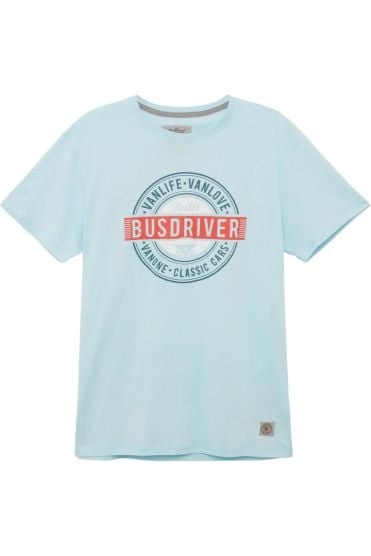 Van One Busdriver Spun Sugar/Blue White Red heren T-shirt