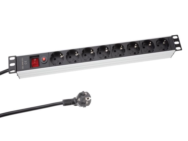 Perel EBP08PDU-G 8-weg stekkerdoos met schakelaar - 2,15 meter