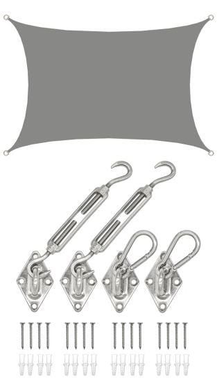 AMANKA 3 x 4 waterdicht schaduwdoek met bevestigingsset - Grey