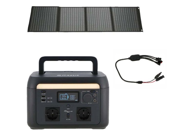 Mestic MPS-600 Powerstation met 200 Watt zonnepaneel en kabel