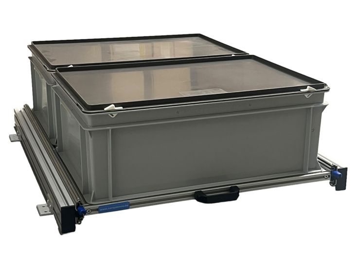 Aluminium schuifframe 80x60 cm met 2 bakken en deksel