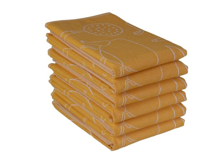 DoubleDry Keukentools 50 x 70 cm set van 6 theedoeken - Yellow