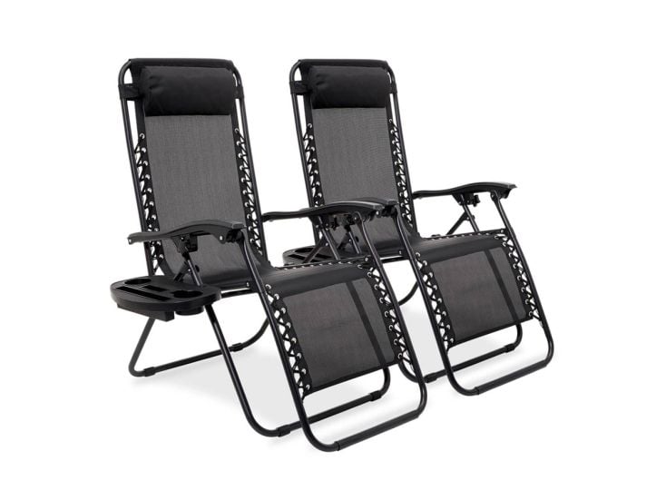 LifeGoods set van 2 relaxstoelen met zijtafel - Black