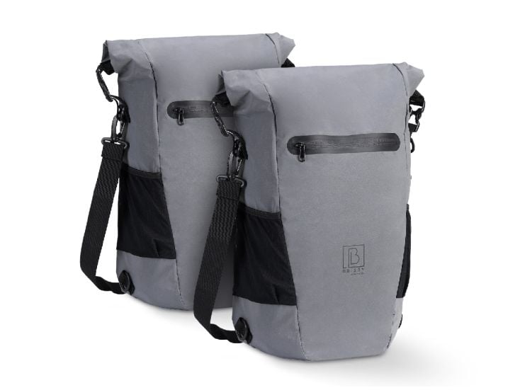 Brisby 3 in 1 waterdichte rolltop Grey fietstas - Set van 2