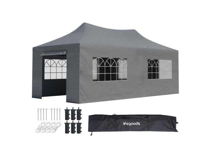 LifeGoods 3 x 6 meter partytent met zijwanden - Dark Grey