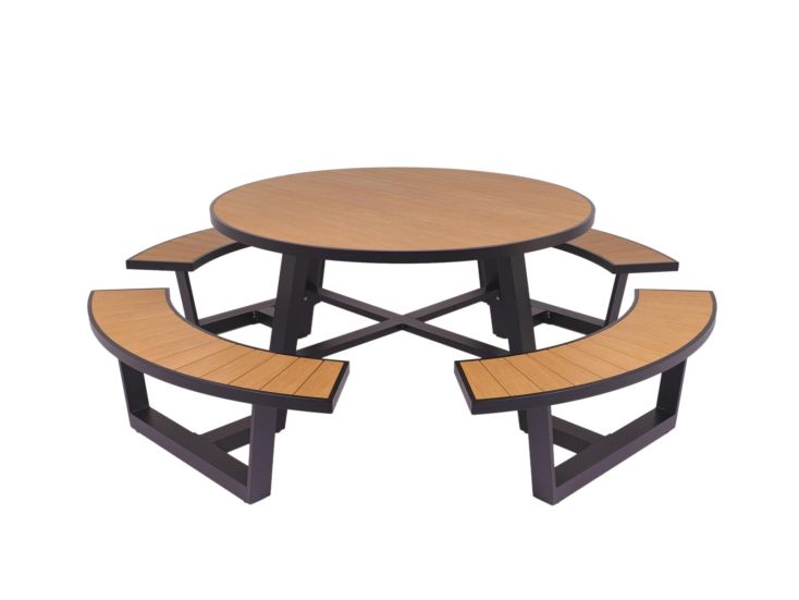 MaximaVida ronde aluminium picknicktafel Bermuda Ø 250 cm zwart