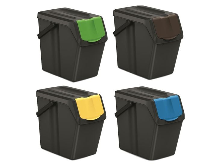 Keden set van 4 afvalscheidingsbakken - 25 liter