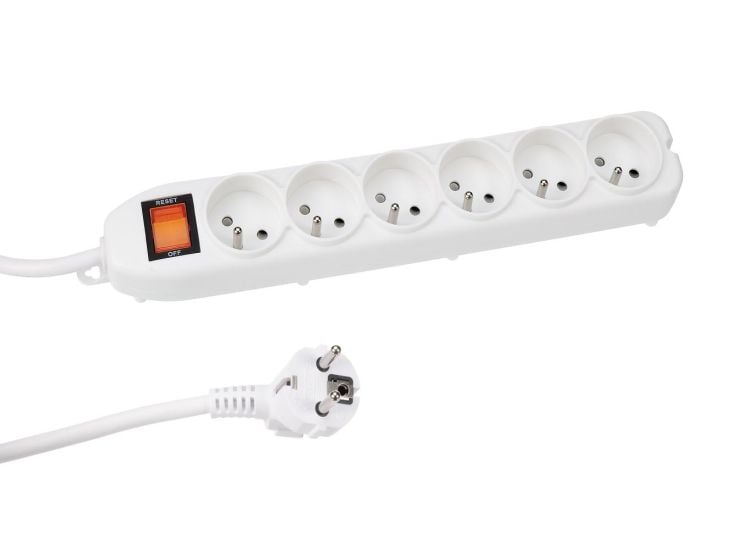 Perel EWS6W 6-voudige stekkerdoos met schakelaar - 1,5 meter
