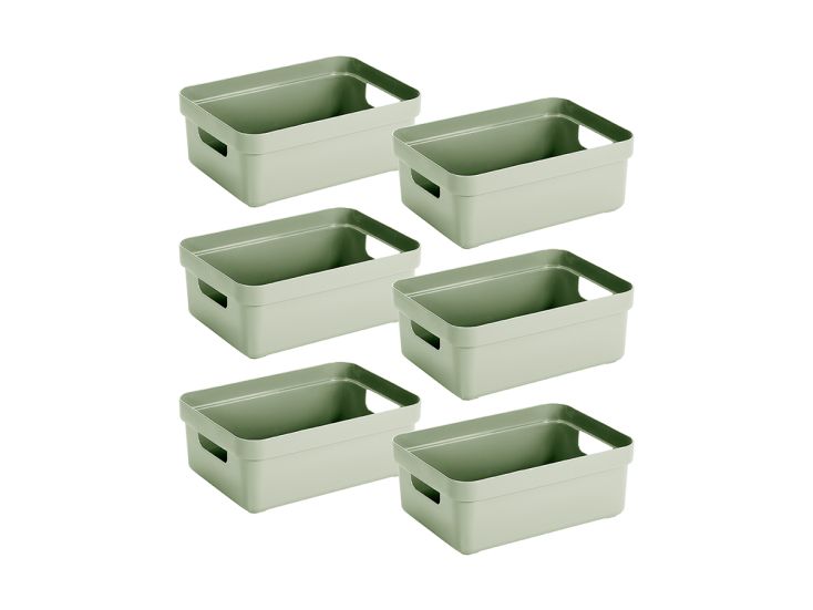 Sunware Sigma home 9 liter green opbergbox - set van 6