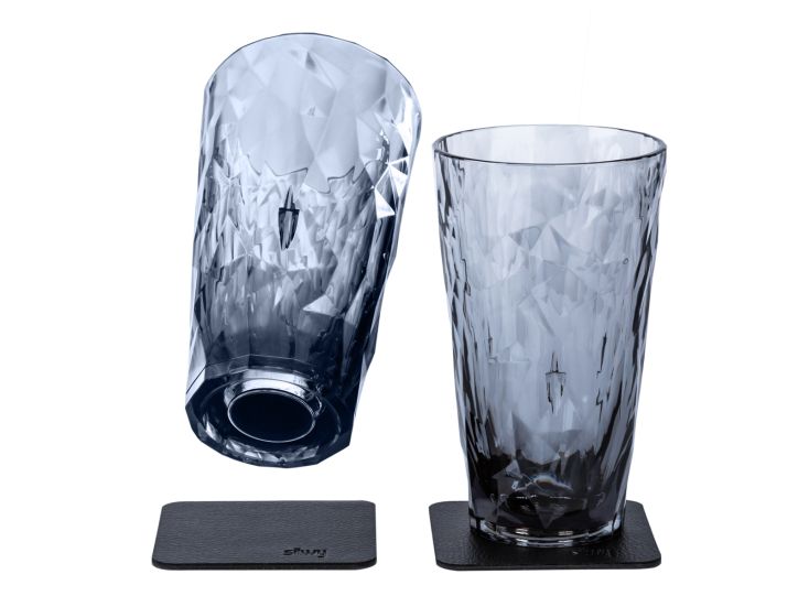 Silwy 2-delige set grijs magnetische Hightech longdrinkglazen