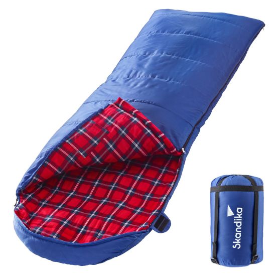 Skandika Dundee Flannel-L blauwe Slaapzak
