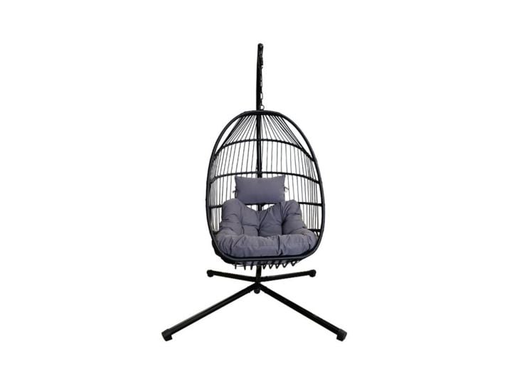 Buitenkado hangstoel met grijze kussens - Black