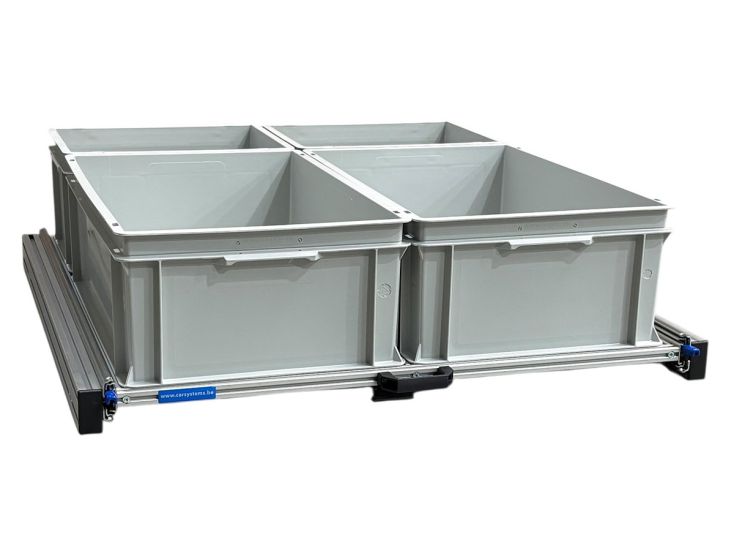 Aluminium schuifframe 90x80 cm met 4 open bakken