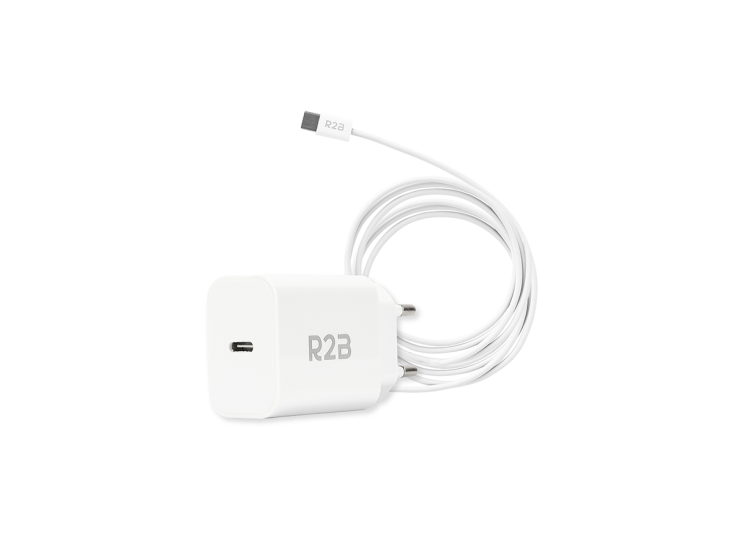 R2B 1 Meter Witte USB-C Kabel met USB-C Oplader