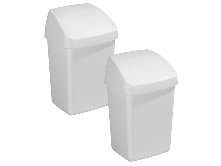 Sunware Delta set van 2 witte prullenbakken - 10 liter