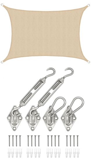 AMANKA 3 x 4 Luchtdoorlatend UV schaduwdoek - Beige