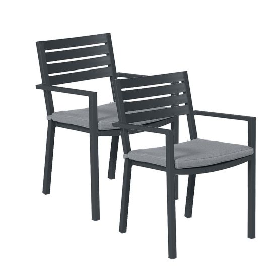 Garden Impressions Amarillo 2 stuks donker grijze tuinstoelen