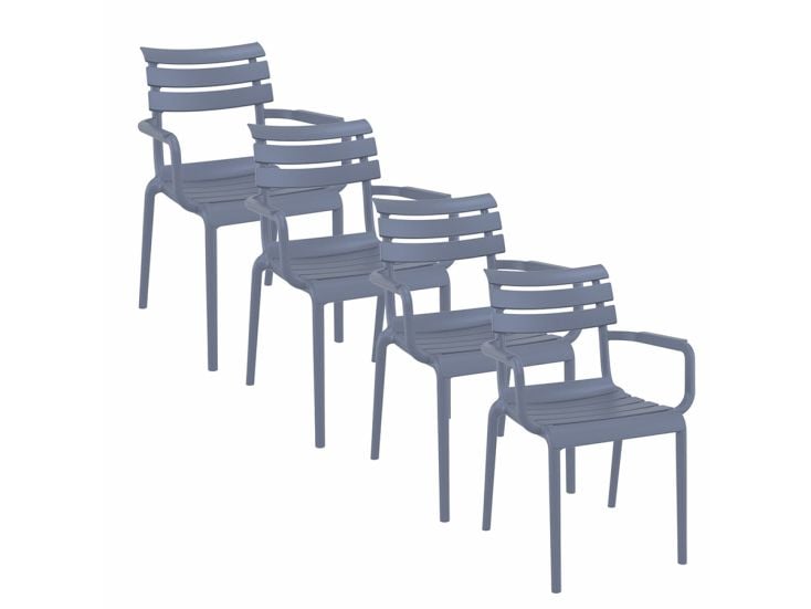 Garden Impressions Paris set van 4 tuinstoelen - Dark Grey