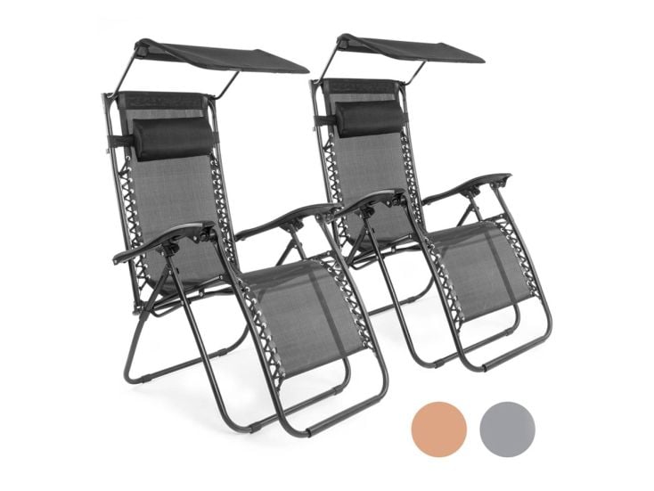 LifeGoods Opvouwbare Zonnescherm tuinstoelen set - Black