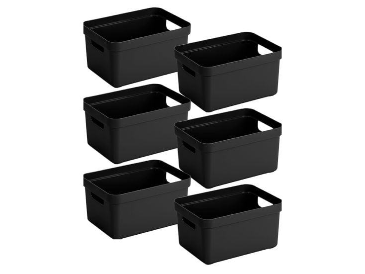 Sunware Sigma home 13 liter black opbergbox - set van 6