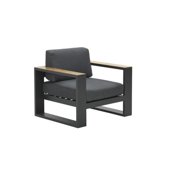 Garden Impressions Plaza donker grijs teak look loungestoel