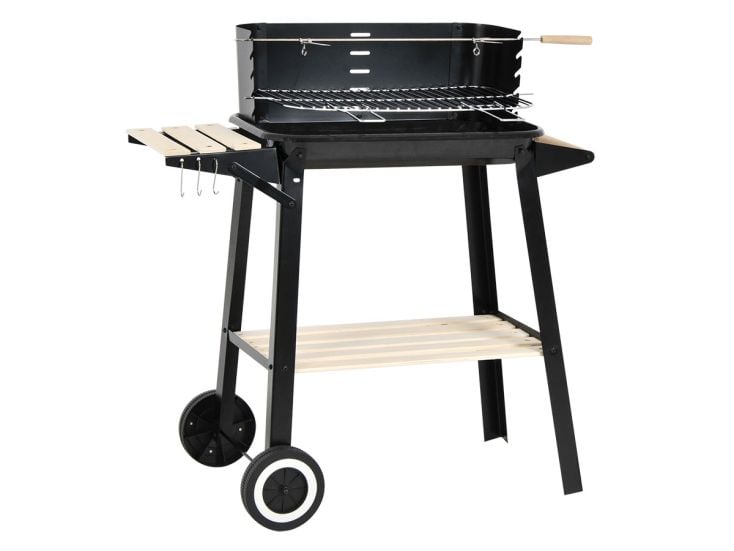 Rechthoekige verrijdbare kolenbarbecue