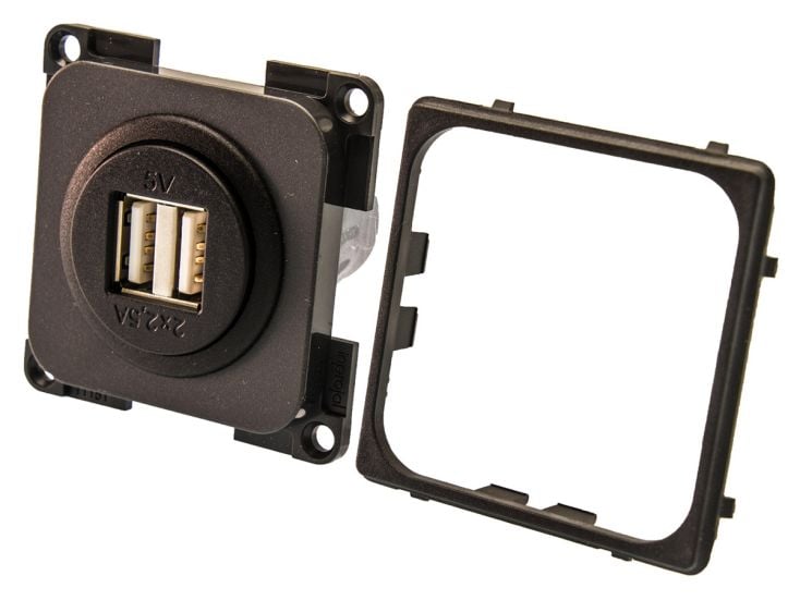BBA dubbele grijze USB contactdoos