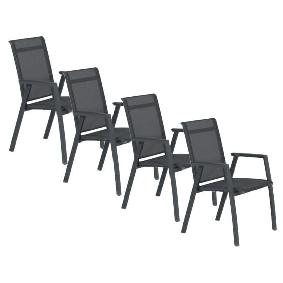 Garden Impressions Santana 4 stuks donker grijze tuinstoelen