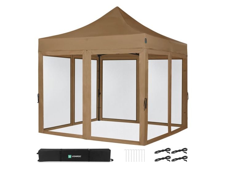 VONROC Premium 3x3 partytent met muggennet wanden - Beige
