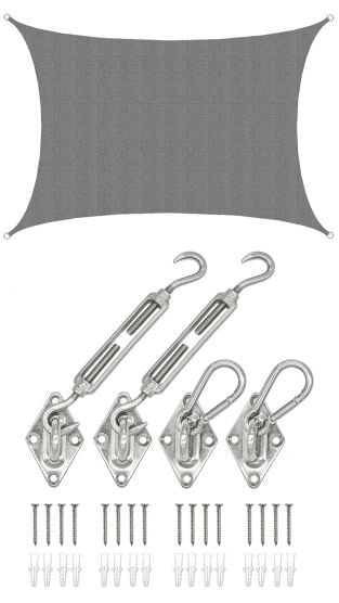 AMANKA 3 x 4 Luchtdoorlatend UV schaduwdoek - Grey